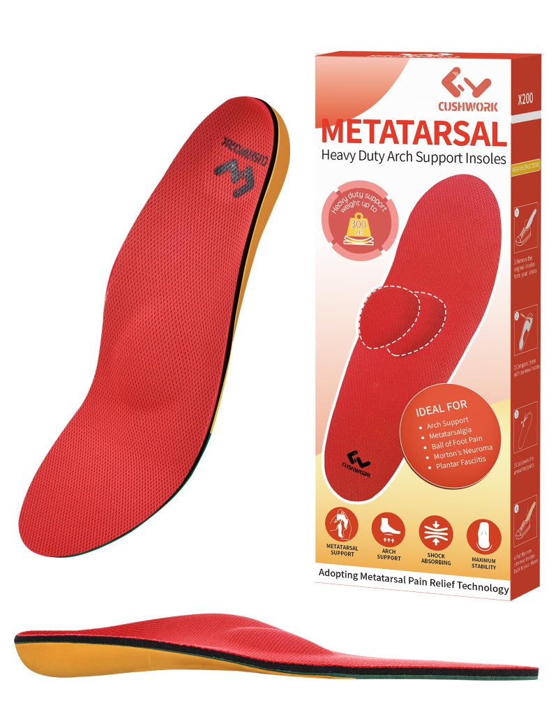 Cushwork Metatarsalgia Insoles for Ball of Foot PainMortons NeuromaHeavy Duty Arch Supports InsolesOrthotic InsolesMen Women Shoe Insert for MetatarsalFoot Pain ReliefA